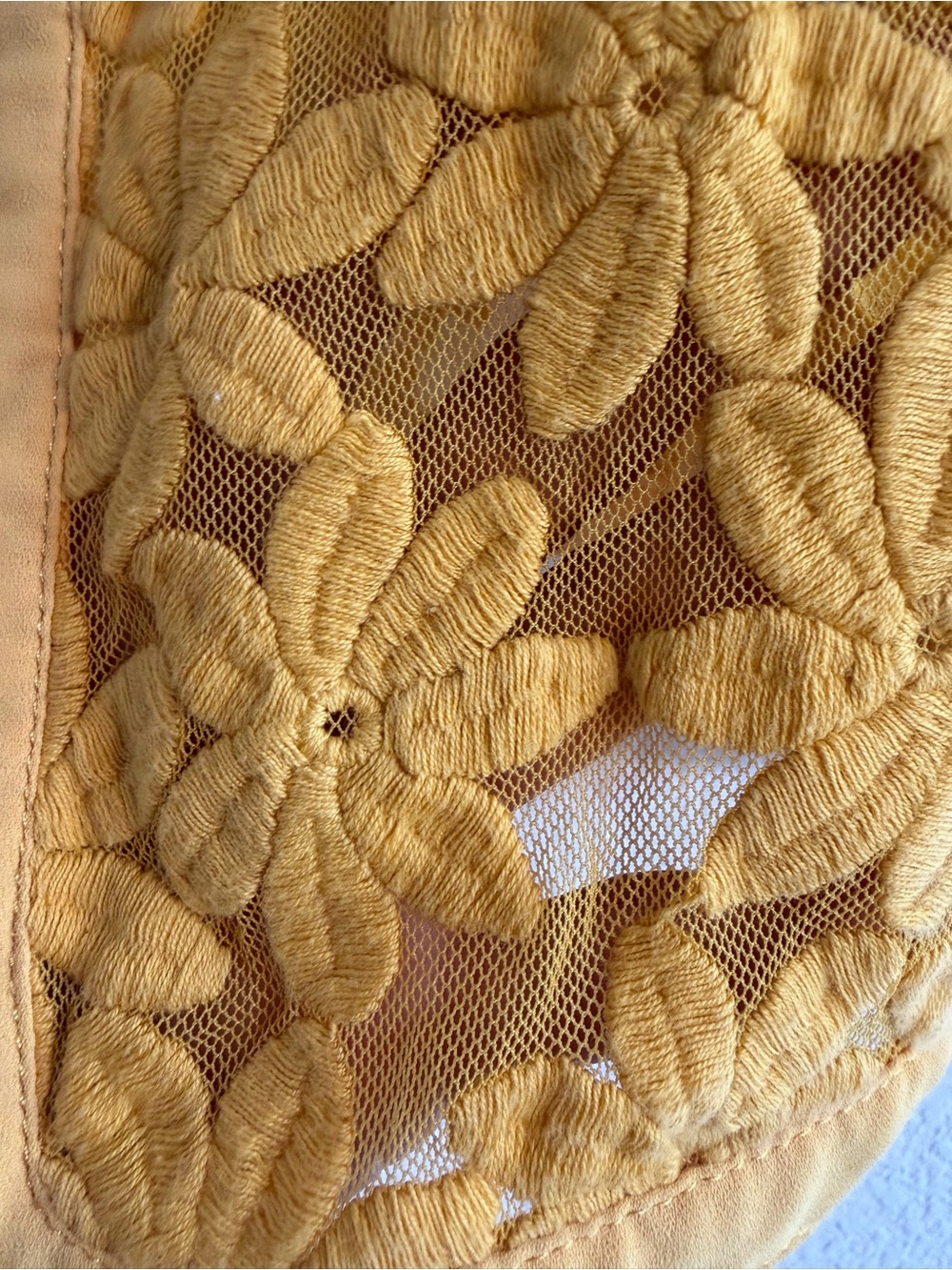 Anne Klein Yellow Floral Embroidered Mesh Open Front Jacket Size M - Picture 7 of 8